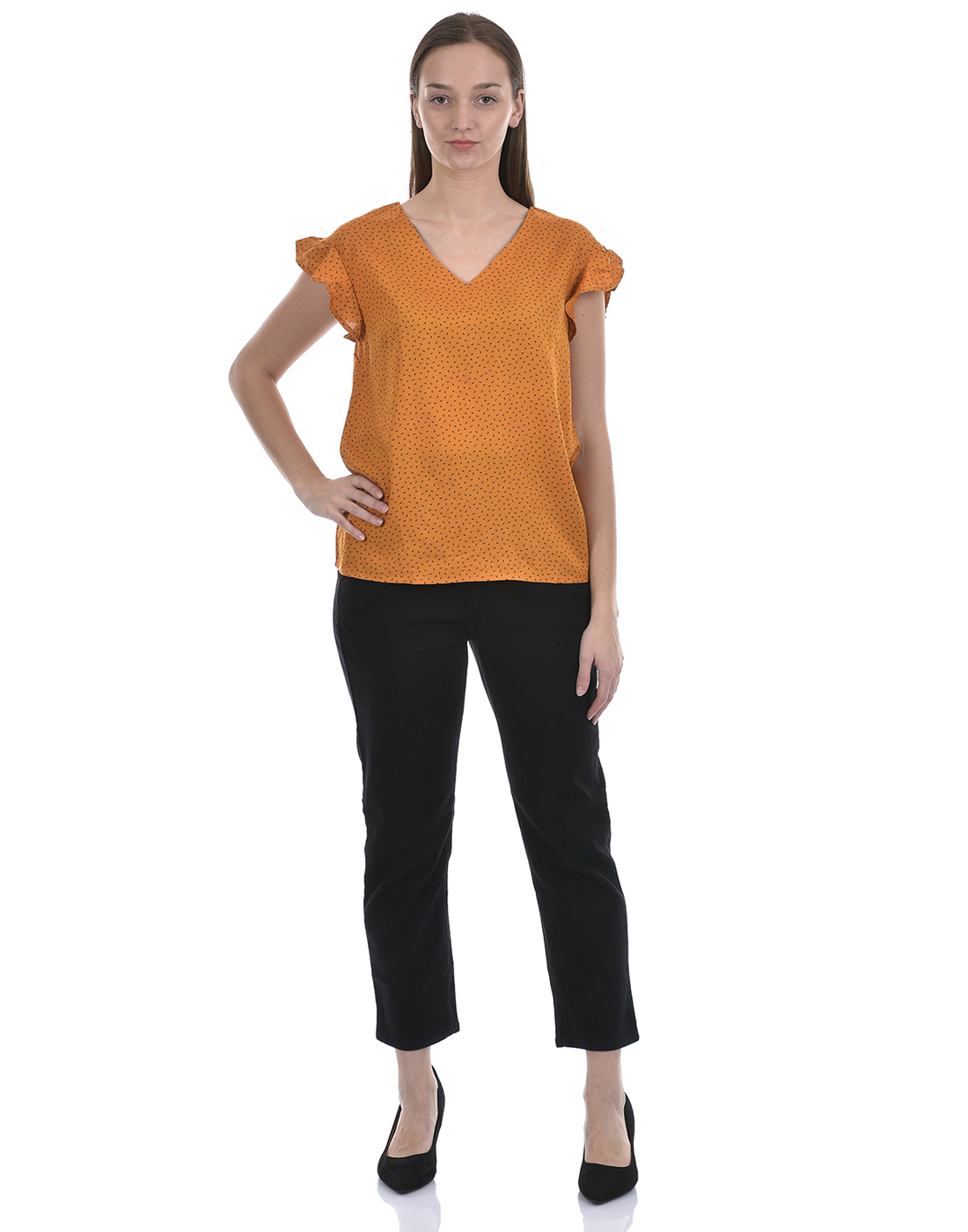 Numero Uno Women All Over Print Orange Top